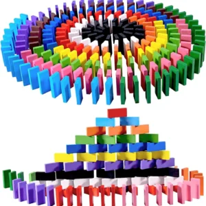 600 Pcs Colorful Wooden Domino Blocks Set